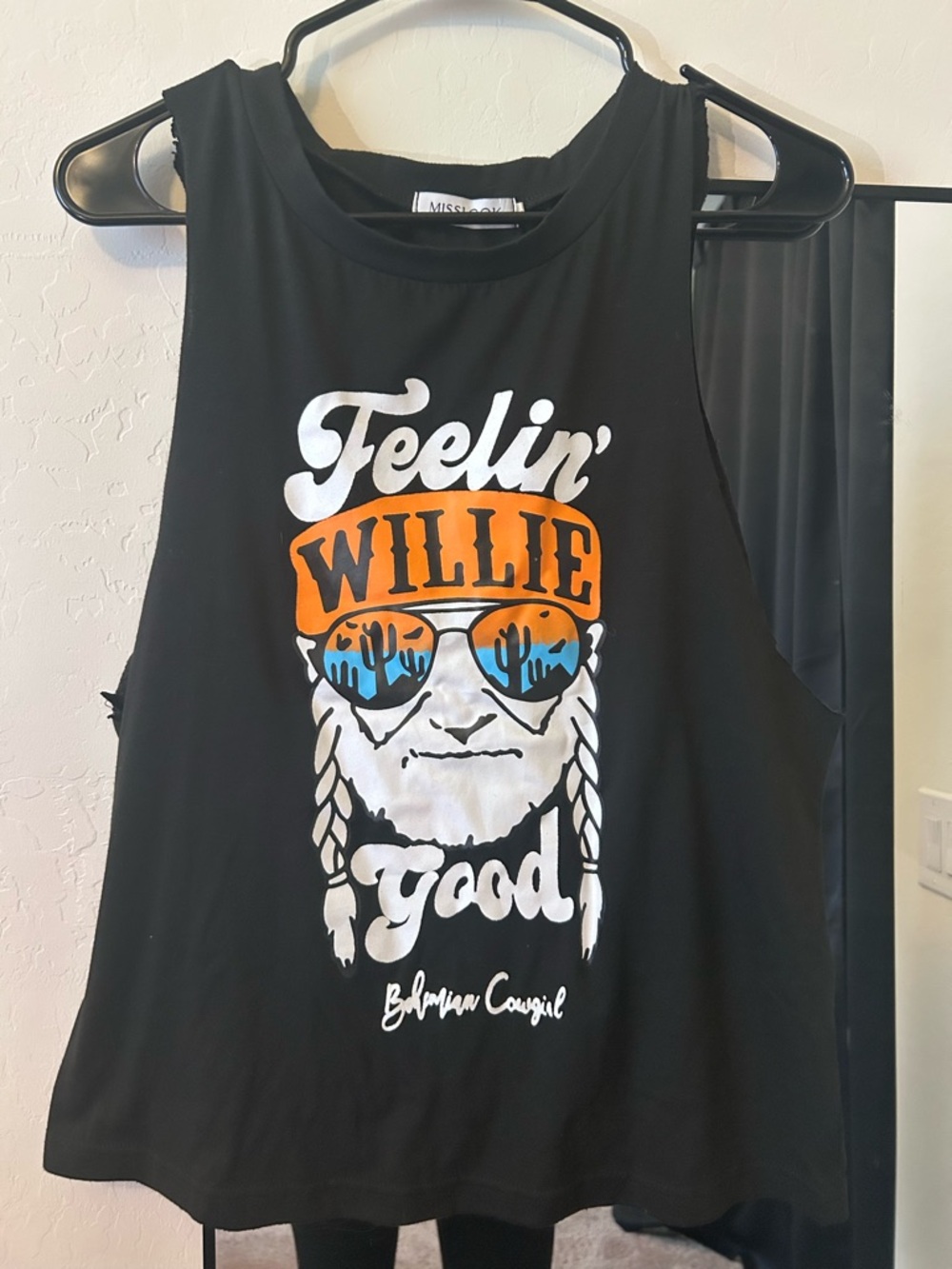 Feelin' Willie Good Graphic Tank - Black with Orange & Blue